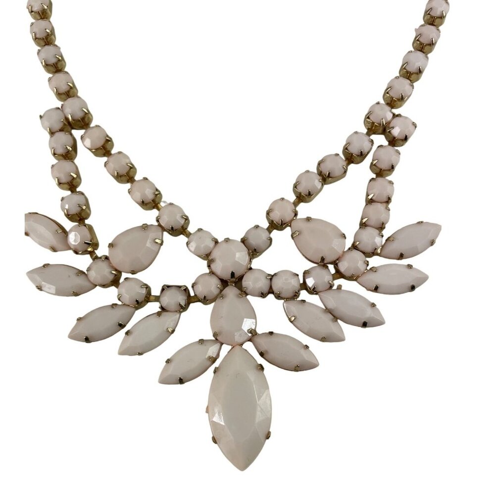 Statement Necklace with White Stones & Gold Accents